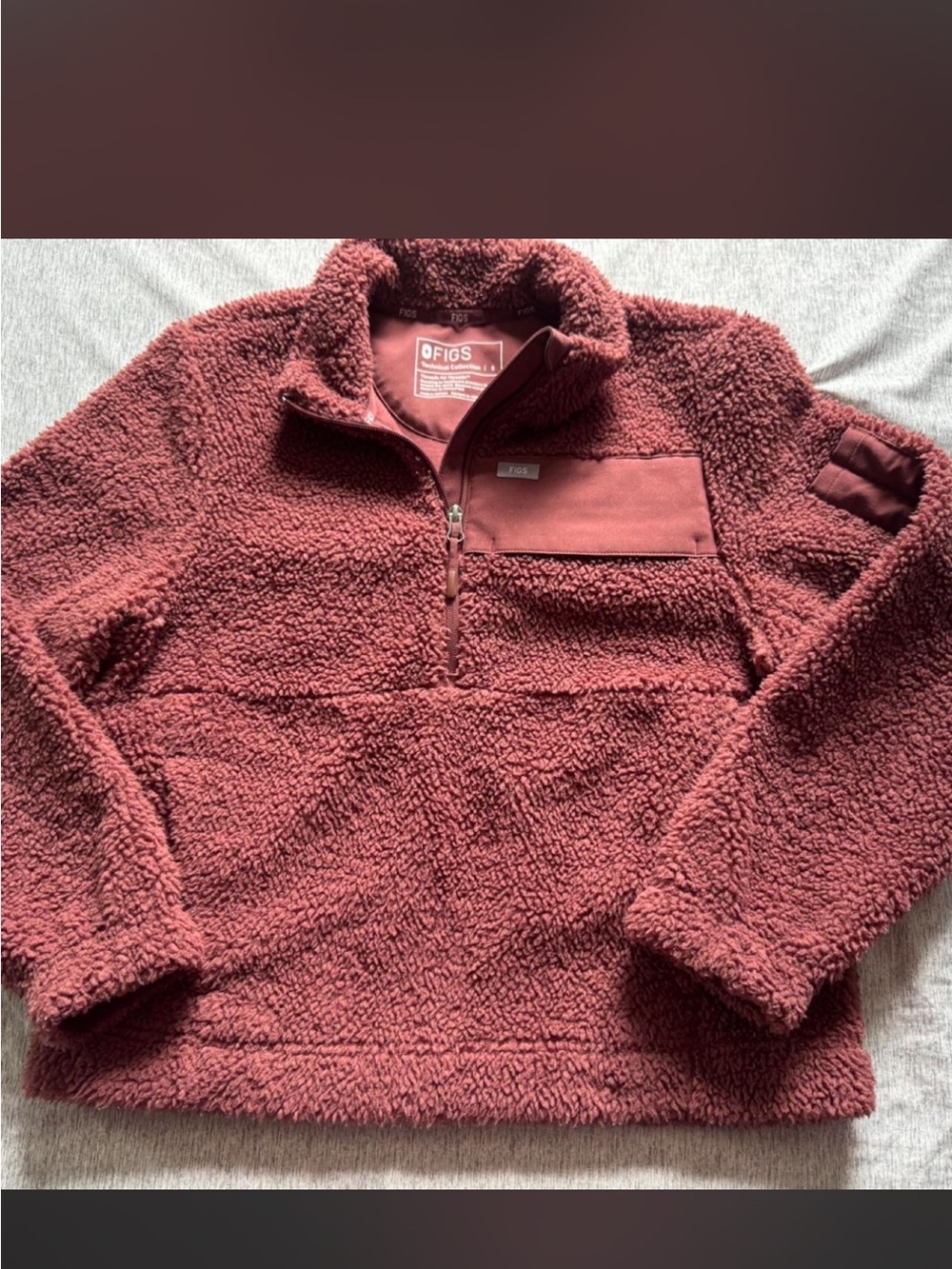 Figs Women's Sherpa Quarter-Zip Pullover - Burgundy